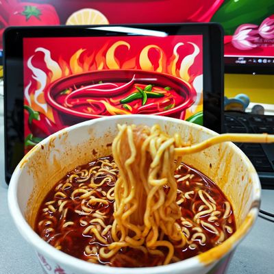 203g Fass Instant-Nudeln mit Hot Pot Geschmack und Gemüse-Zutaten